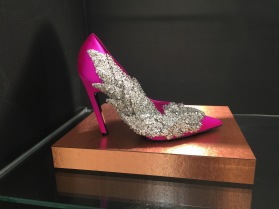 Swarovski crystal encrusted pink pumps. So practical getting in and out of the matte finished Rolls.